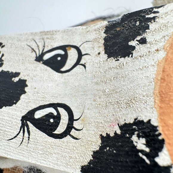 Handmade Wooden Cow Doll Red Outfit Lace Collar Bell 16"  Collectible - Picture 12 of 13